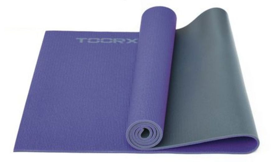 Slika Podloga za jogu Toorx 173x60x0.6 cm, antracit-ljubičasta