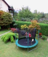 Slika Trampolin LEGONI FUN sa zaštitnom mrežom 366 cm, tamno zeleni